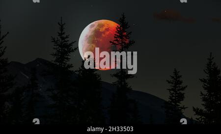 Eclipse lunar, Full beaver moon novemberred Stock Photo