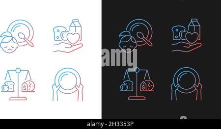 Helping people in need gradient icons set for dark and light mode Stock Vector