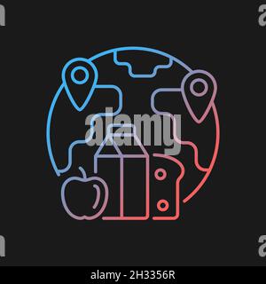 Food allocation gradient vector icon for dark theme Stock Vector