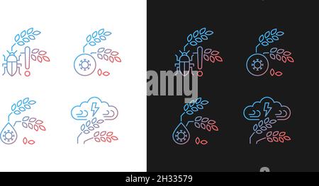 Crop loss reasons gradient icons set for dark and light mode Stock Vector