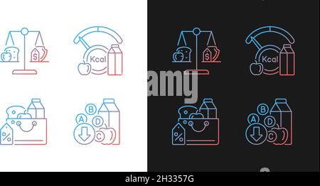 Insufficient food consumption gradient icons set for dark and light mode Stock Vector