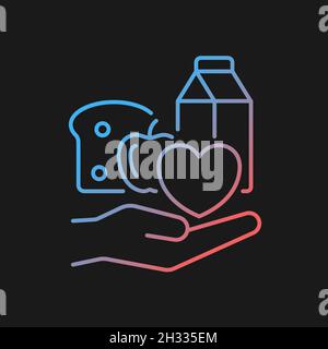 Food donation gradient vector icon for dark theme Stock Vector