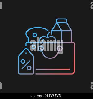 Reduced food prices gradient vector icon for dark theme Stock Vector