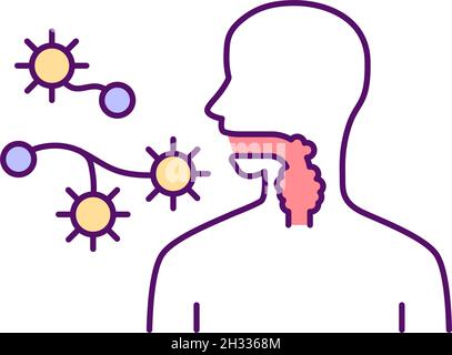 Fungal pneumonia RGB color icon Stock Vector