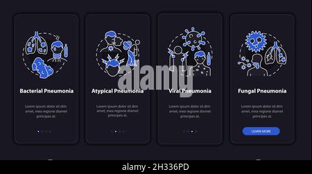 Respiratory inflammation types onboarding mobile app page screen Stock Vector