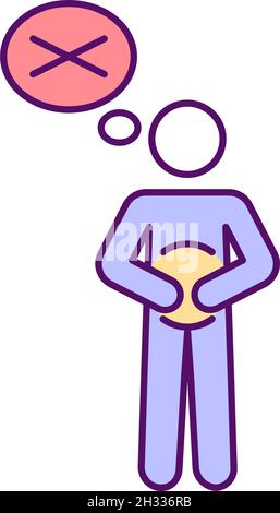 Problems with digestive system RGB color icon Stock Vector