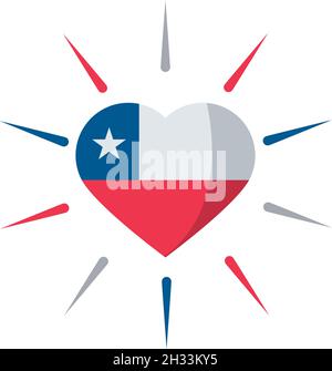 chile flag shaped heart Stock Vector