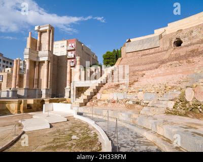 The ruins of the Roman theatre in the city of Cartagena, Spain. Stock Photo