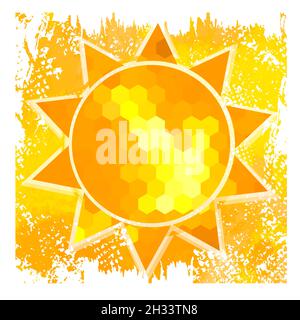 Sun on a yellow background. Hello summer. Vector illustration Stock Vector