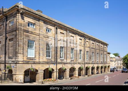 The Shambles in Alnwick an open-sided market building arcade of shops on Market street Alnwick Northumberland Northumbria England UK GB Europe Stock Photo