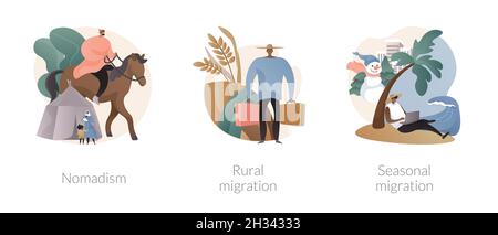 Changing habitation abstract concept vector illustrations. Stock Vector