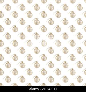 Christmas pattern. golden balls on a white background. Isolate. Christmas. package. Stock Photo