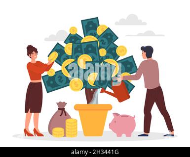 People water money tree Stock Vector