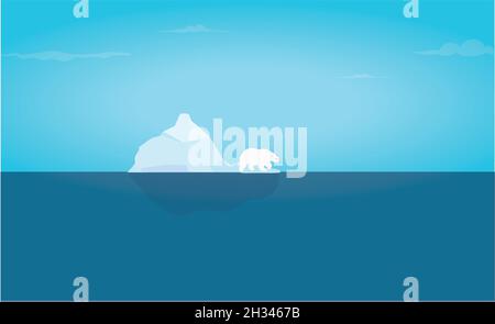 A polar bear seeking to migrate away as its native habitat has began to change Stock Vector