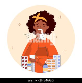 Girl caught cold Stock Vector