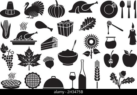 Thanksgiving Day icons set vector illustration Stock Vector