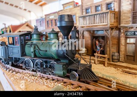 Model steam locomotive, part of the history of the American railroad Stock Photo