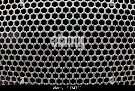 Hexagon Steel pattern of loudspeaker cover Stock Photo