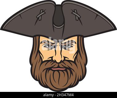 Pirate head with sailor hat vector illustration Stock Vector