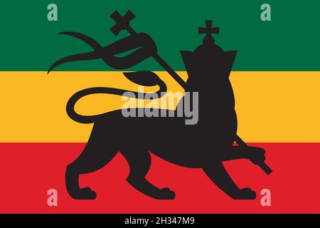 Rastafarian flag with the lion of judah (reggae background) vector illustration Stock Vector