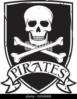 heraldic skull shield emblem illustration Stock Vector Image & Art - Alamy