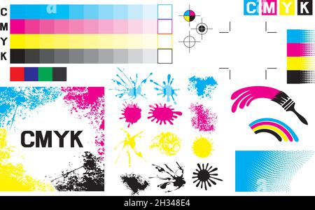 CMYK press marks (printing color test) vector illustration Stock Vector