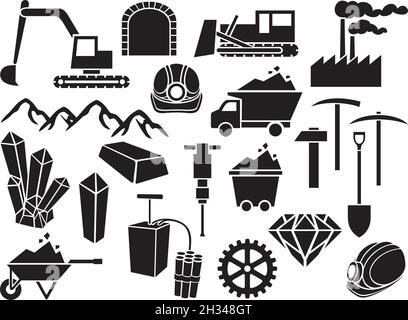 Black mining vector illustration (design elements) Stock Vector