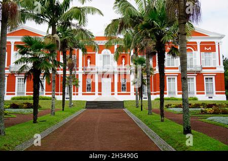 Ponta Delgada, Azores, Portugal, circa September 2021: Autonomous Government Palace of the Azores Islands Stock Photo