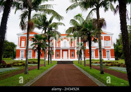 Ponta Delgada, Azores, Portugal, circa September 2021: Autonomous Government Palace of the Azores Islands Stock Photo