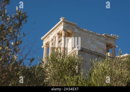 details of the construction of the columns of Acropolis in Athens in Greece Stock Photo