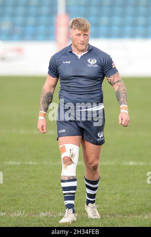 Featherstone, England - 24 October 2021 - Danny Addy of Scotland during the Rugby League  International  Jamaica vs Scotland at Millenium Stadium, Featherstone, UK  Dean Williams Stock Photo