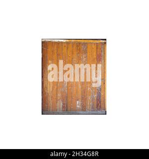 Old wooden garage gate isolated on white background