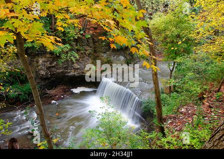 Indian Run Falls Park in Autumn, Dublin, Ohio Stock Photo