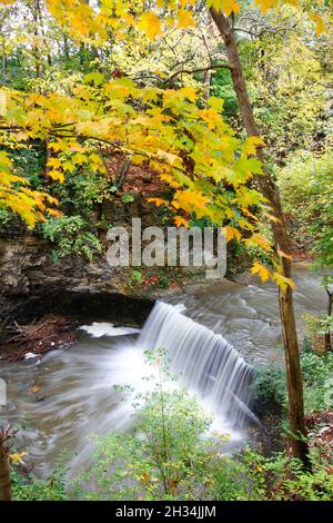 Indian Run Falls Park in Autumn, Dublin, Ohio Stock Photo