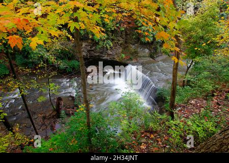 Indian Run Falls Park in Autumn, Dublin, Ohio Stock Photo