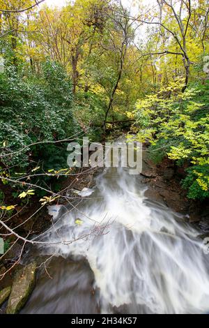 Indian Run Falls Park in Autumn, Dublin, Ohio Stock Photo