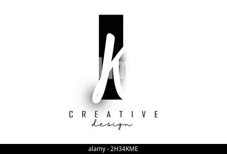 Letters IK logo with a minimalist design. Letters I and K with geometric and handwritten typography. Creative Vector Illustration with letters. Stock Vector