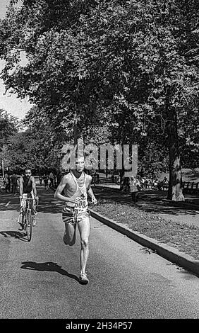 Tom Fleming (USA) winner of the 1975 New York City Marathon. Stock Photo