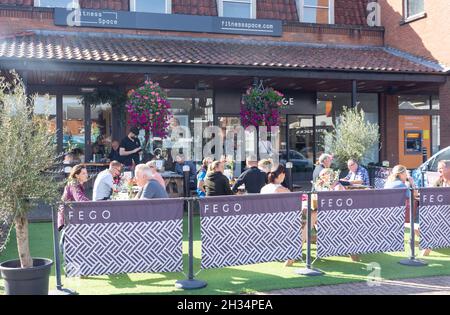 Outdoor dining, Fego Ascot, The Hermitage, Ascot High Street, Ascot, Berkshire, England, United Kingdom Stock Photo