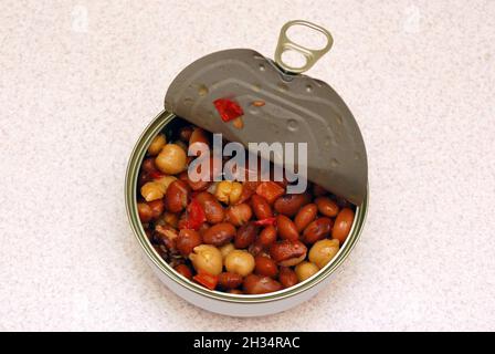 Delicious, healthy, Tuna fish vegetable salad in a can Stock Photo