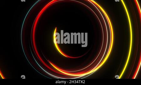 Abstract spiral rotating glow lines, computer generated background, 3D rendering background. Stock Photo