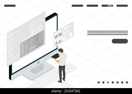 software developer in desktop character Stock Vector