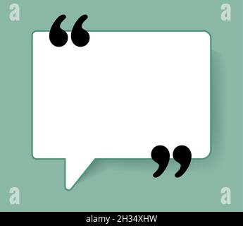 Quotation marks on a white paper sheet. empty Paper speech bubble. Stock Vector