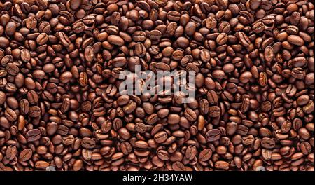 Coffee beans seamless background. Top view Stock Photo