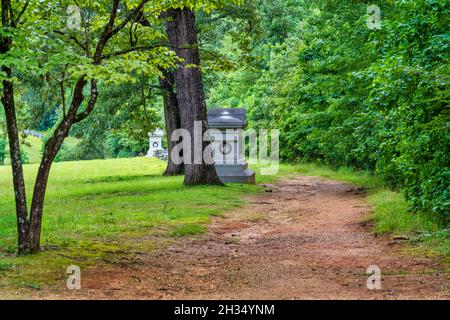 The Sunken Road at the battlefield of Shiloh National Military Park in Tennessee. Stock Photo