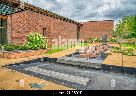 The courtyard of  the Corinth Civil War Interpretive Center, part of Shiloh National Military Park in Mississippi. Stock Photo