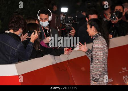 ROME, ITALY - OCTOBER 24: Chloe Zhao attends the red carpet of the movie 'Eternals' during the 16th Rome Film Fest 2021 on October 24, 2021. Stock Photo