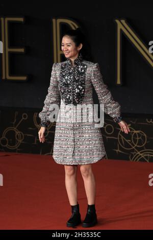 ROME, ITALY - OCTOBER 24: Chloe Zhao attends the red carpet of the movie 'Eternals' during the 16th Rome Film Fest 2021 on October 24, 2021. Stock Photo