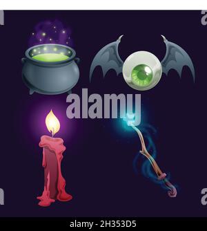 realistic halloween element collection design vector illustration Stock ...