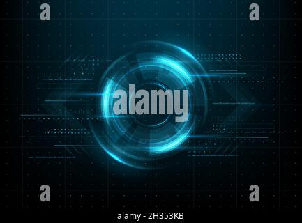 Abstract cyber network, vision and digital communication, cloud storage and innovation technology, vector. Digital eye for data network and cyber secu Stock Vector